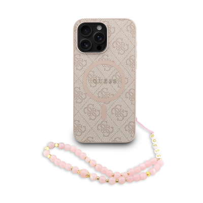 Apple iPhone 15 Pro Max Kılıf Guess Orjinal Lisanslı M-safe Şarj Özellikli PU Deri Bilek Askı İpli Yazı Logolu Kapak - 2