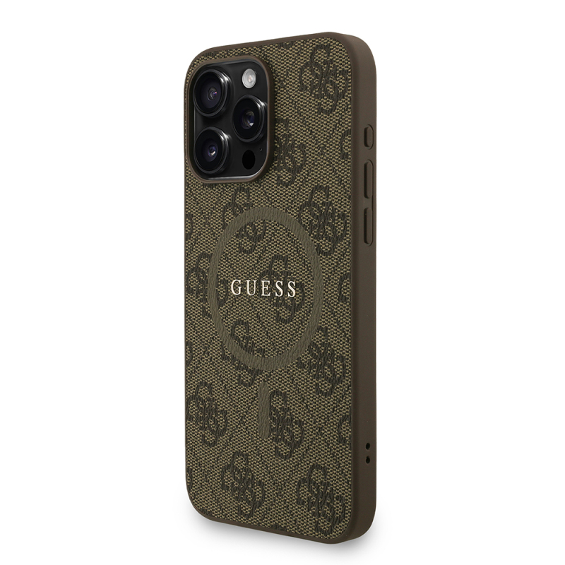 Apple iPhone 15 Pro Max Kılıf Guess Orjinal Lisanslı M-safe Şarj Özellikli PU Deri Bilek Askı İpli Yazı Logolu Kapak - 12