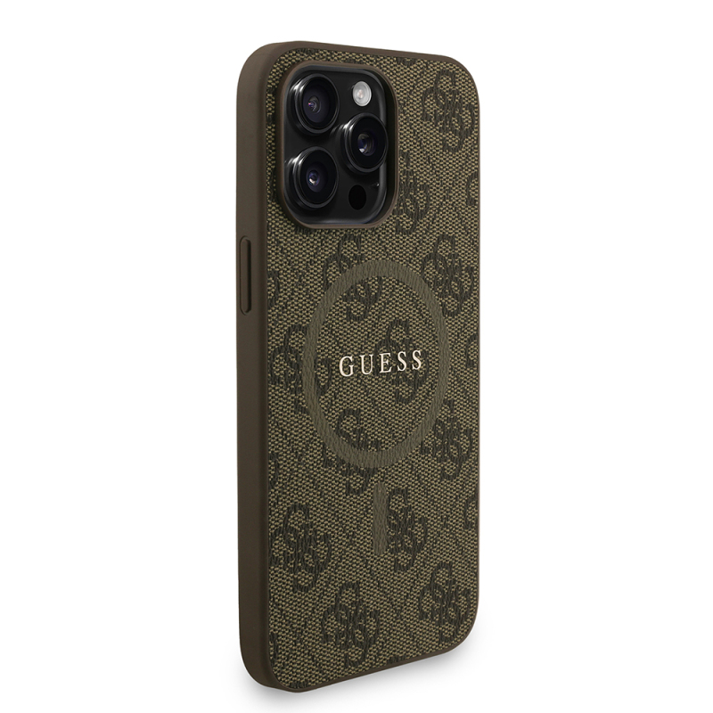 Apple iPhone 15 Pro Max Kılıf Guess Orjinal Lisanslı M-safe Şarj Özellikli PU Deri Bilek Askı İpli Yazı Logolu Kapak - 13