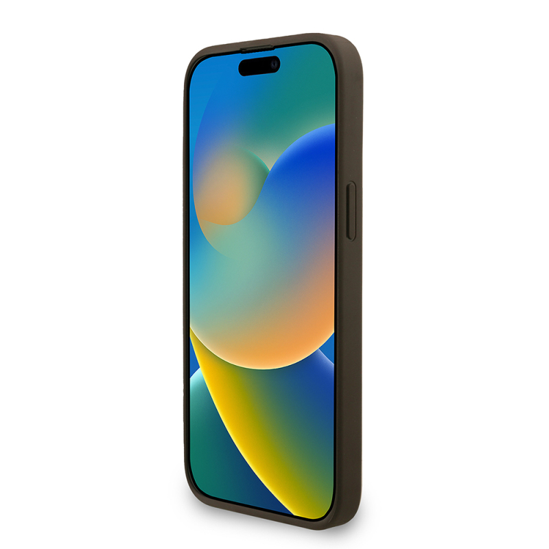 Apple iPhone 15 Pro Max Kılıf Guess Orjinal Lisanslı M-safe Şarj Özellikli PU Deri Bilek Askı İpli Yazı Logolu Kapak - 14