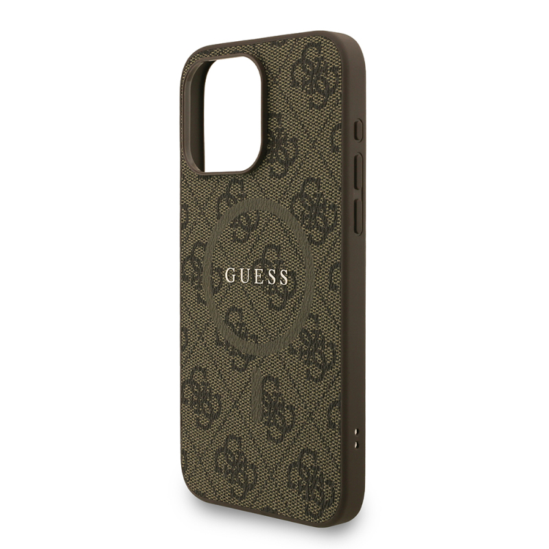 Apple iPhone 15 Pro Max Kılıf Guess Orjinal Lisanslı M-safe Şarj Özellikli PU Deri Bilek Askı İpli Yazı Logolu Kapak - 15