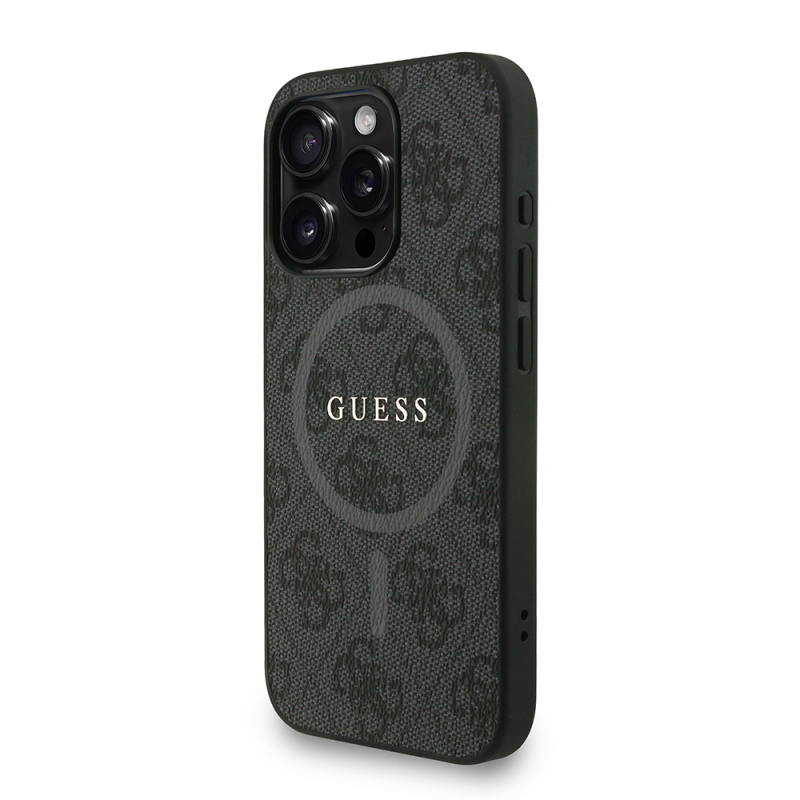 Apple iPhone 15 Pro Max Kılıf Guess Orjinal Lisanslı M-safe Şarj Özellikli PU Deri Bilek Askı İpli Yazı Logolu Kapak - 20