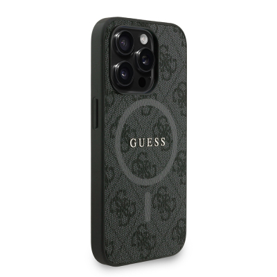 Apple iPhone 15 Pro Max Kılıf Guess Orjinal Lisanslı M-safe Şarj Özellikli PU Deri Bilek Askı İpli Yazı Logolu Kapak - 21