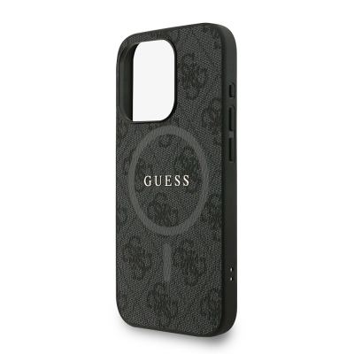 Apple iPhone 15 Pro Max Kılıf Guess Orjinal Lisanslı M-safe Şarj Özellikli PU Deri Bilek Askı İpli Yazı Logolu Kapak - 23