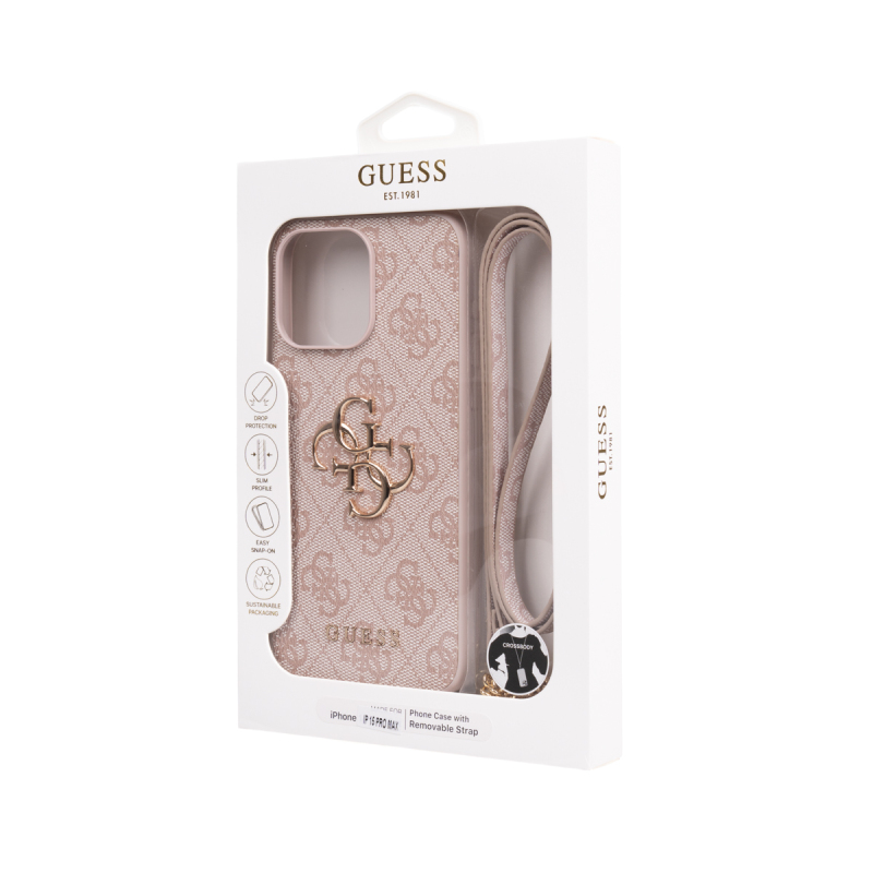 Apple iPhone 15 Pro Max Kılıf Guess Orjinal Lisanslı PU Deri 4G Büyük Metal Logolu Çapraz Vücut Askılı Kapak - 23
