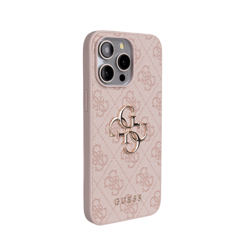 Apple iPhone 15 Pro Max Kılıf Guess Orjinal Lisanslı PU Deri 4G Büyük Metal Logolu Çapraz Vücut Askılı Kapak - 24