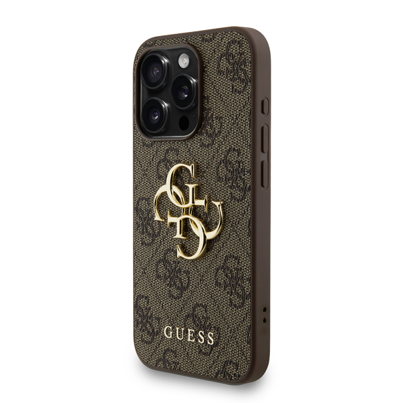 Apple iPhone 15 Pro Max Kılıf Guess Orjinal Lisanslı PU Deri Bilek Askı İpli Metal Büyük 4G ve Yazı Logolu Kapak - 6