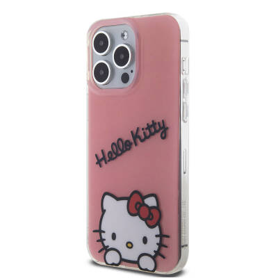 Apple iPhone 15 Pro Max Kılıf Hello Kitty Orjinal Lisanslı Askılı Yazı ve İkonik Logolu Daydreaming Kapak - 2