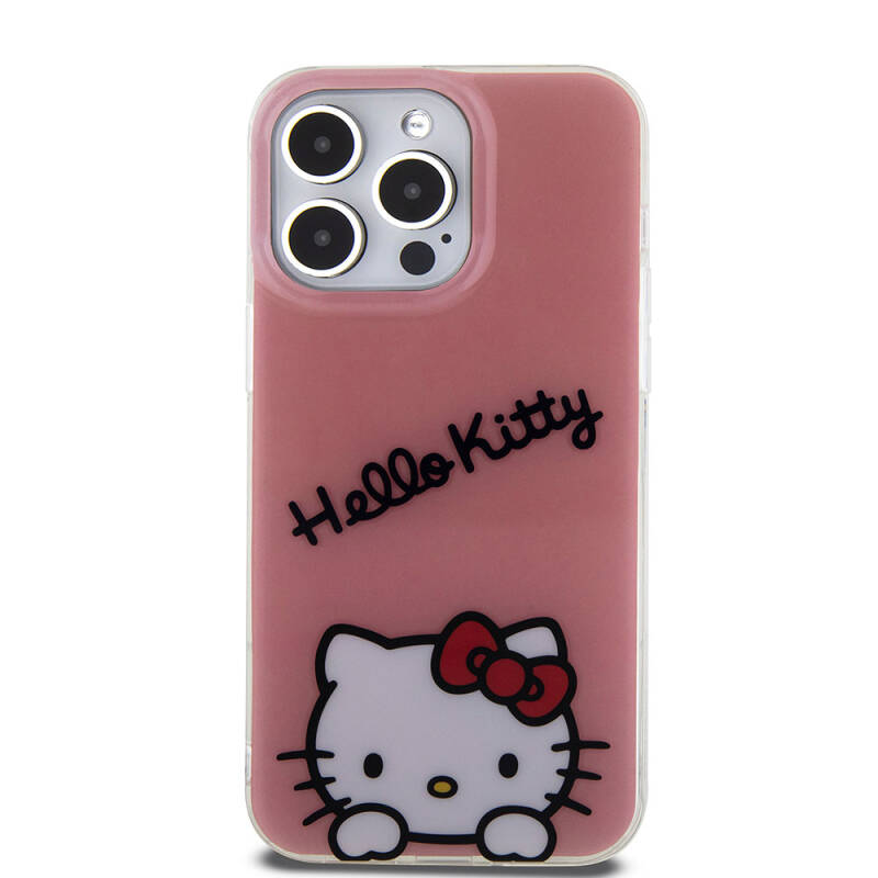 Apple iPhone 15 Pro Max Kılıf Hello Kitty Orjinal Lisanslı Askılı Yazı ve İkonik Logolu Daydreaming Kapak - 3