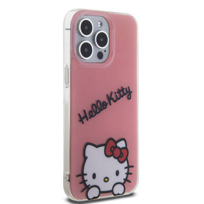 Apple iPhone 15 Pro Max Kılıf Hello Kitty Orjinal Lisanslı Askılı Yazı ve İkonik Logolu Daydreaming Kapak - 4