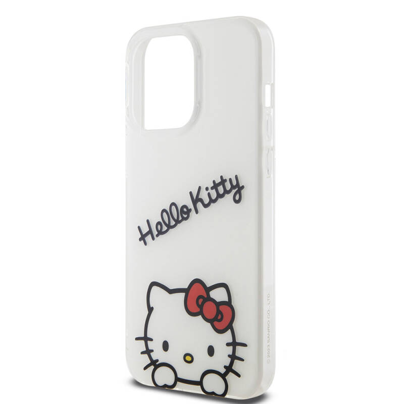 Apple iPhone 15 Pro Max Kılıf Hello Kitty Orjinal Lisanslı Askılı Yazı ve İkonik Logolu Daydreaming Kapak - 15