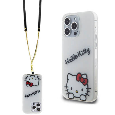 Apple iPhone 15 Pro Max Kılıf Hello Kitty Orjinal Lisanslı Askılı Yazı ve İkonik Logolu Daydreaming Kapak - 18