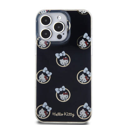 Apple iPhone 15 Pro Max Kılıf Hello Kitty Orjinal Lisanslı Elektroplating Kaplama Kabarcık Baskılı Kapak - 3