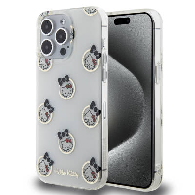 Apple iPhone 15 Pro Max Kılıf Hello Kitty Orjinal Lisanslı Elektroplating Kaplama Kabarcık Baskılı Kapak - 10