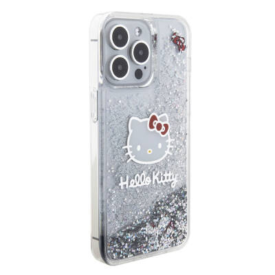 Apple iPhone 15 Pro Max Kılıf Hello Kitty Orjinal Lisanslı İkonik Sıvılı Glitter Kapak - 5