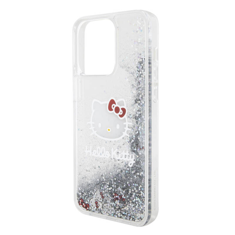 Apple iPhone 15 Pro Max Kılıf Hello Kitty Orjinal Lisanslı İkonik Sıvılı Glitter Kapak - 6