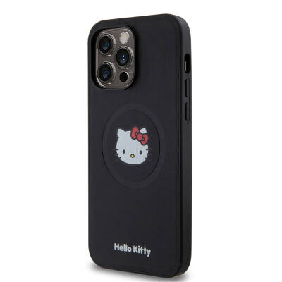 Apple iPhone 15 Pro Max Kılıf Hello Kitty Orjinal Lisanslı Magsafe Şarj Özellikli Kitty Head Deri Kapak - 2