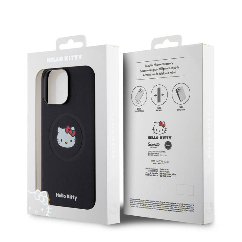 Apple iPhone 15 Pro Max Kılıf Hello Kitty Orjinal Lisanslı Magsafe Şarj Özellikli Kitty Head Deri Kapak - 7