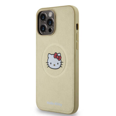 Apple iPhone 15 Pro Max Kılıf Hello Kitty Orjinal Lisanslı Magsafe Şarj Özellikli Kitty Head Deri Kapak - 11