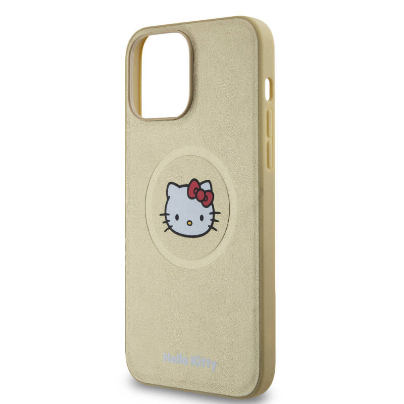 Apple iPhone 15 Pro Max Kılıf Hello Kitty Orjinal Lisanslı Magsafe Şarj Özellikli Kitty Head Deri Kapak - 14