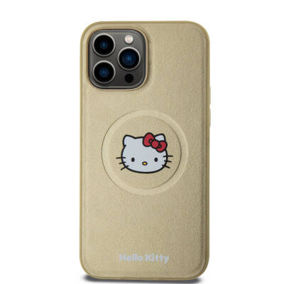 Apple iPhone 15 Pro Max Kılıf Hello Kitty Orjinal Lisanslı Magsafe Şarj Özellikli Kitty Head Deri Kapak - 9