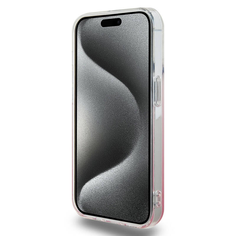 Apple iPhone 15 Pro Max Kılıf Hello Kitty Orjinal Lisanslı Yazı ve İkonik Logolu Elektroplating Kaplama Gradyan Kapak - 13