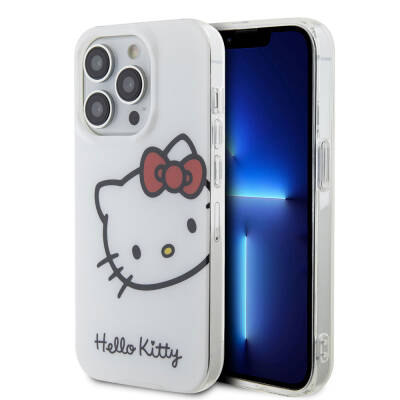 Apple iPhone 15 Pro Max Kılıf Hello Kitty Orjinal Lisanslı Yazı ve İkonik Logolu Kitty Head Kapak - 1