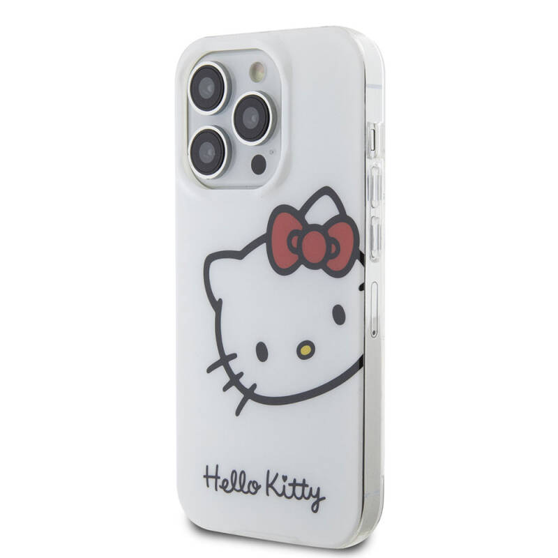 Apple iPhone 15 Pro Max Kılıf Hello Kitty Orjinal Lisanslı Yazı ve İkonik Logolu Kitty Head Kapak - 3