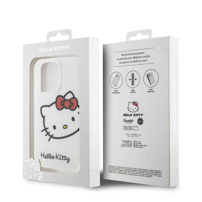 Apple iPhone 15 Pro Max Kılıf Hello Kitty Orjinal Lisanslı Yazı ve İkonik Logolu Kitty Head Kapak - 9