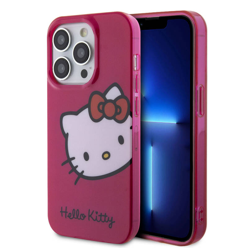 Apple iPhone 15 Pro Max Kılıf Hello Kitty Orjinal Lisanslı Yazı ve İkonik Logolu Kitty Head Kapak - 10