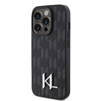 Apple iPhone 15 Pro Max Kılıf Karl Lagerfeld Hot Stamp K&L Metal Logo Orjinal Lisanslı Kapak - 4