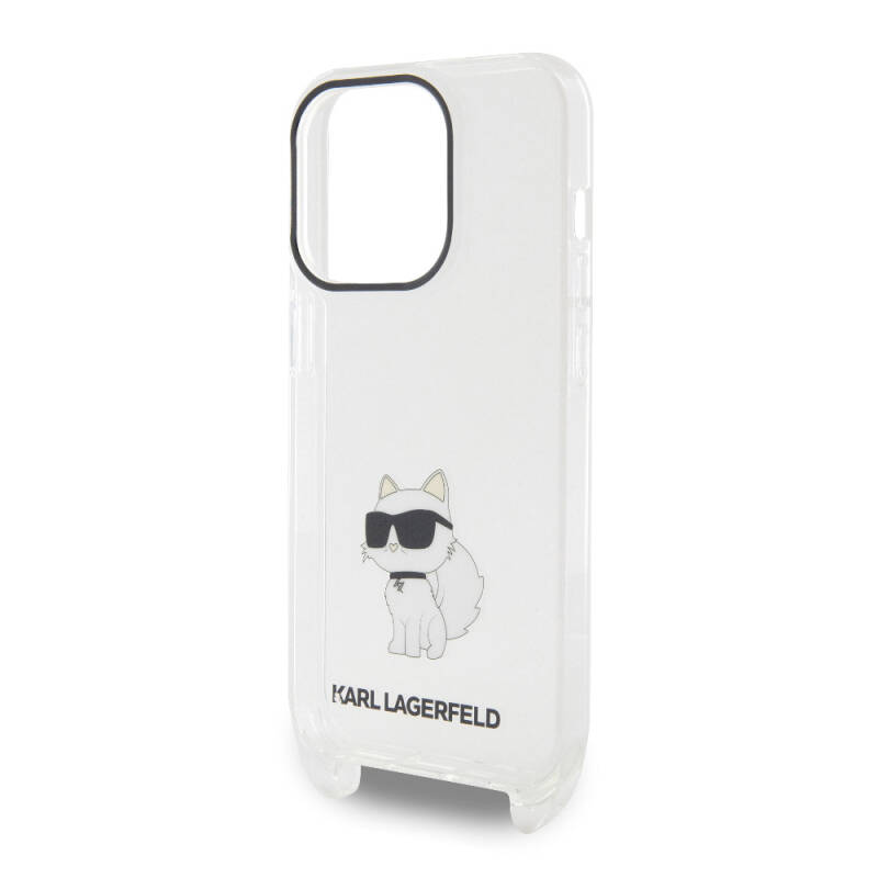 Apple iPhone 15 Pro Max Kılıf Karl Lagerfeld Orjinal Lisanslı Boyun Askılı Choupette İkonik Crossbody Kapak - 5