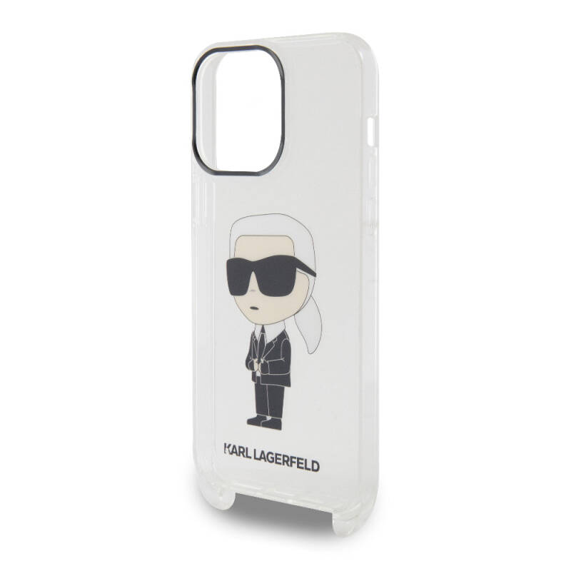 Apple iPhone 15 Pro Max Kılıf Karl Lagerfeld Orjinal Lisanslı Boyun Askılı Karl İkonik Crossbody Kapak - 5