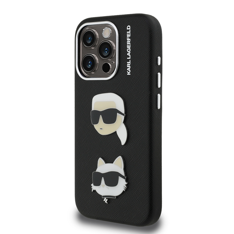 Apple iPhone 15 Pro Max Kılıf Karl Lagerfeld Orjinal Lisanslı K&C Heads Pin Kapak - 4