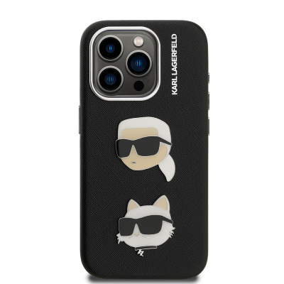 Apple iPhone 15 Pro Max Kılıf Karl Lagerfeld Orjinal Lisanslı K&C Heads Pin Kapak - 5