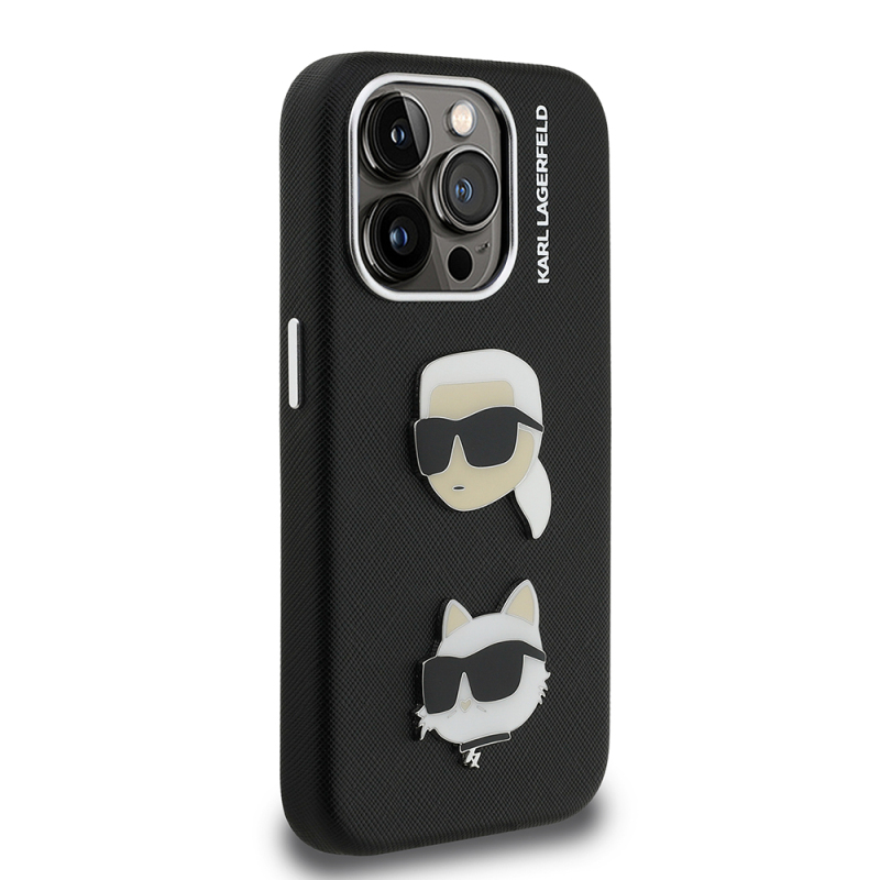 Apple iPhone 15 Pro Max Kılıf Karl Lagerfeld Orjinal Lisanslı K&C Heads Pin Kapak - 6