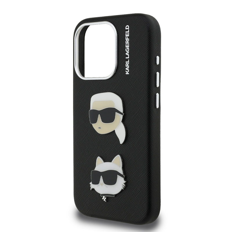 Apple iPhone 15 Pro Max Kılıf Karl Lagerfeld Orjinal Lisanslı K&C Heads Pin Kapak - 8