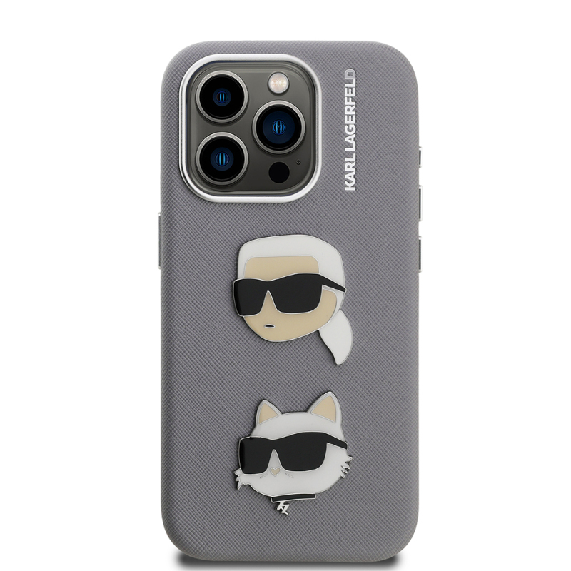 Apple iPhone 15 Pro Max Kılıf Karl Lagerfeld Orjinal Lisanslı K&C Heads Pin Kapak - 11