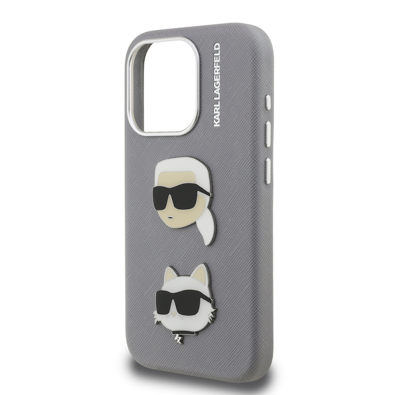 Apple iPhone 15 Pro Max Kılıf Karl Lagerfeld Orjinal Lisanslı K&C Heads Pin Kapak - 14