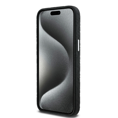 Apple iPhone 15 Pro Max Kılıf Karl Lagerfeld Orjinal Lisanslı PU Deri Damgalı Metal Yazı Logolu Kapak - 6