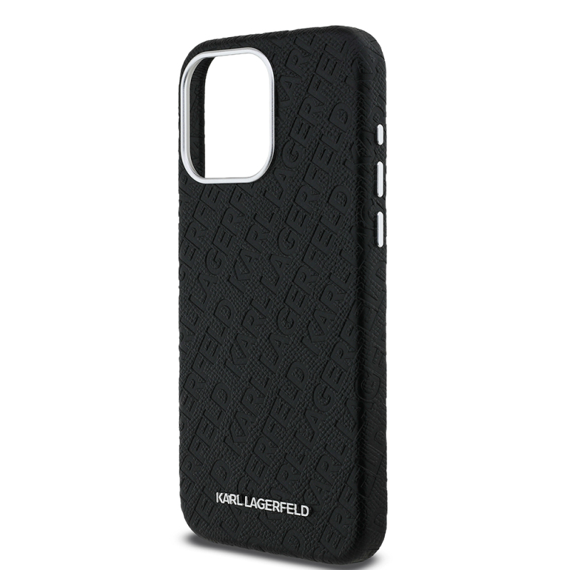 Apple iPhone 15 Pro Max Kılıf Karl Lagerfeld Orjinal Lisanslı PU Deri Damgalı Metal Yazı Logolu Kapak - 7