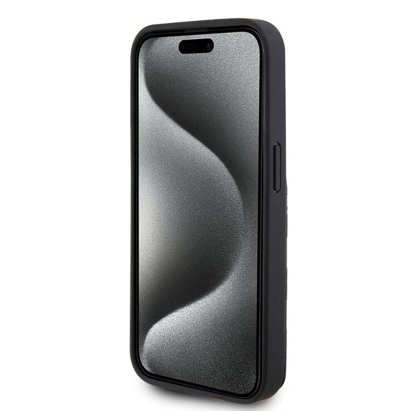 Apple iPhone 15 Pro Max Kılıf Karl Lagerfeld Standlı Kartlıklı Saffiano Monogram Metal Logo Orjinal Lisanslı Kapak - 2