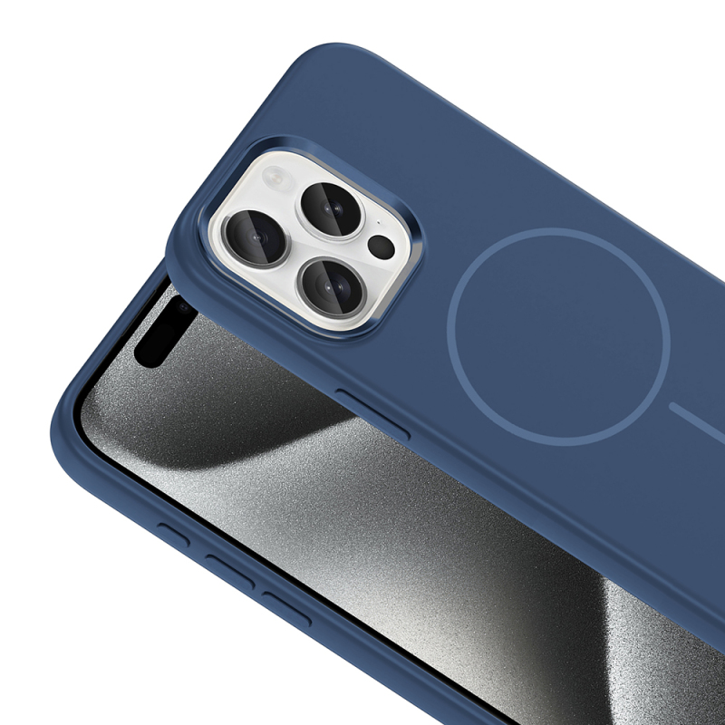 Apple iPhone 15 Pro Max Kılıf M-Safe Şarj Özellikli Metal Kamera Çerçeveli Zore Edi Silikon Kapak - 16