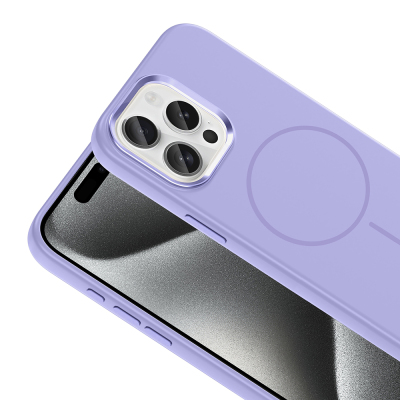 Apple iPhone 15 Pro Max Kılıf M-Safe Şarj Özellikli Metal Kamera Çerçeveli Zore Edi Silikon Kapak - 18