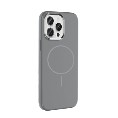 Apple iPhone 15 Pro Max Kılıf M-Safe Şarj Özellikli Metal Kamera Çerçeveli Zore Edi Silikon Kapak - 13