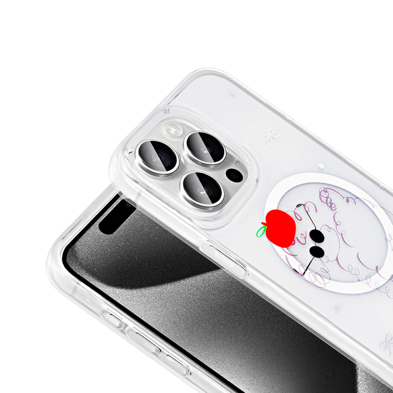 Apple iPhone 15 Pro Max Kılıf M-Safe Şarj Özellikli Şeffaf Zore Folk Sert Kapak - 12