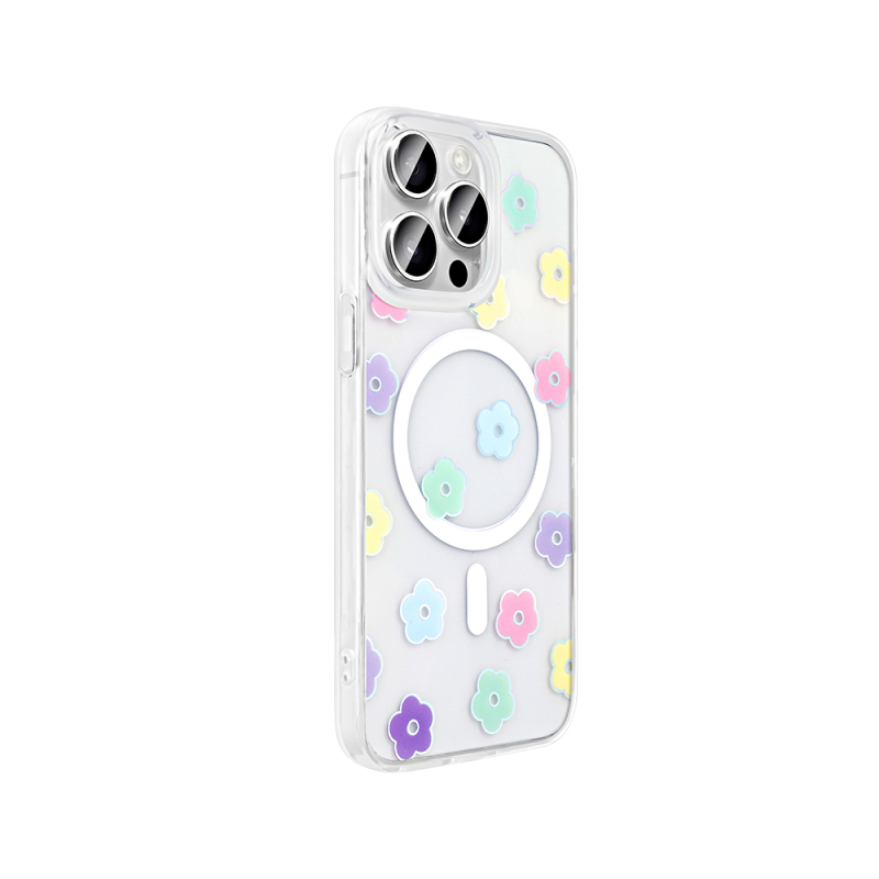 Apple iPhone 15 Pro Max Kılıf M-Safe Şarj Özellikli Şeffaf Zore Folk Sert Kapak - 8