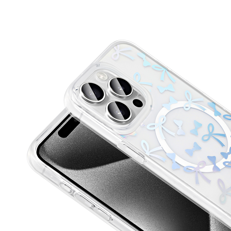 Apple iPhone 15 Pro Max Kılıf M-Safe Şarj Özellikli Şeffaf Zore Folk Sert Kapak - 16