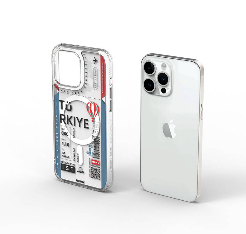Apple iPhone 15 Pro Max Kılıf Magsafe Şarj Özellikli Bilet Desenli Wiwu Turkey B Serisi Kapak - 5