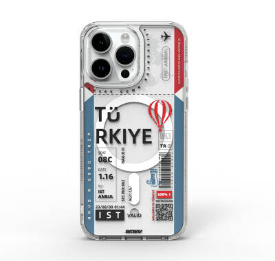 Apple iPhone 15 Pro Max Kılıf Magsafe Şarj Özellikli Bilet Desenli Wiwu Turkey B Serisi Kapak - 8
